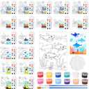 Marspark 18 Set Pre Drawn Canvas Painting Kit 18 Animals Pre Printed Canvas with Pictures 36 Acrylic Painting Strips 36 Brushes 18 Palette for Birthday Art Party Favors Supplies