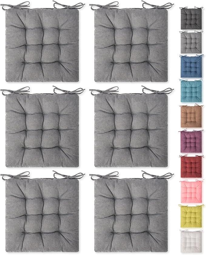 SQUARE MOON 6 Pack Seat Cushion, Chair Cushion, Comfort Chair Pads, Chair Mat for Indoor, Outdoor Dining Chair, Office Chair, Desk Chair, 16 Inch × 16 Inch, Light Grey