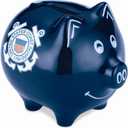 United States Coast Guard Navy Military Piggy Bank Safe Stoneware Savings Money Cash Box with Coin Slot