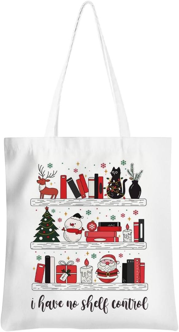 Christmas Book Tote Bags Bookish Gifts Book Lovers Gifts for Women Librarian Bookish Readers