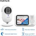 TakTark Baby Monitor, 3.2'' Color LCD Screen, 2 Way Audio, Infrared Night Vision, Digital Zoom, VOX Mode, Room Temperature Display, Long Range