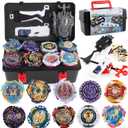 Battling Top Set, Burst Gyro Toys 10 Spinning Tops 2 Launchers Combat Battling Game with Portable Storage Box Gift for Kids Children Boys