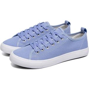 Canvas Shoes for Women Casual Low Top Sneakers Fashion Womens Tennis Shoes with Extra Laces (7, Light Blue)