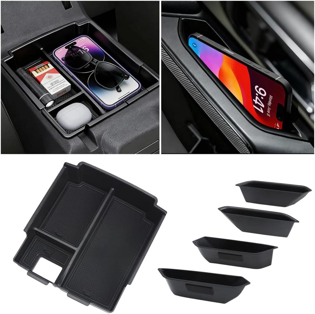 5-PCS for 2025 Ford Bronco Center Console Organizer & Handle Storage, Including Base/Big Bend/Outer Banks/Badlands/Heritage Edition/Raptor (Not for 2-Door & Bronco Sport)