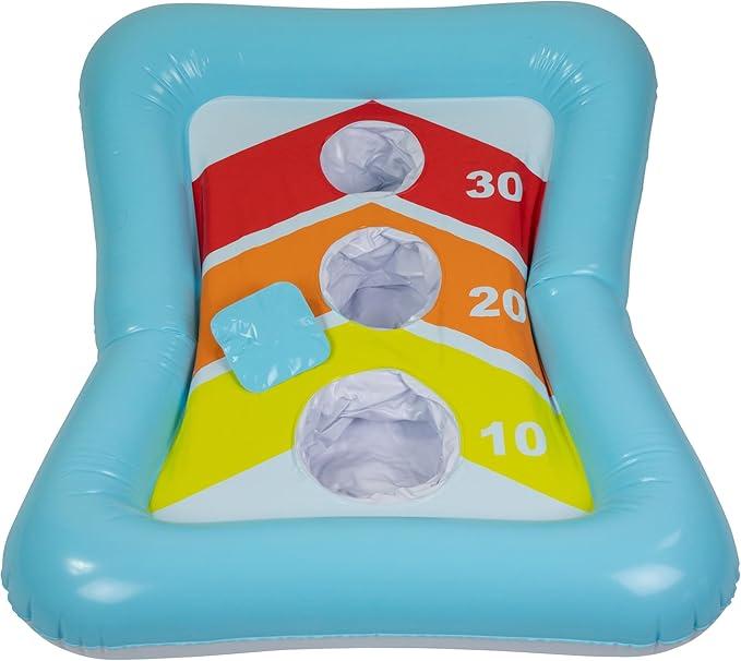 Inflatable Bean Bag Toss Swimming Pool Game Blue Synthetic Fiber