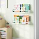 Wallniture Utah 24" Wall Bookshelf for Kids Room, White Floating Nursery Decor Book Shelves, Wood, Set of 2