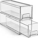 Sorbus Small Wide Clear Storage Drawers (2 Pack) – Stackable Storage Drawers for Pantry, Fridge, or Cabinet – Slide Out Clear Bins with Handles for Organizing