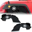 Front Inner Fender Liners Compatible with 2007-2018 Jeep Wrangler JK & JKU Unlimited Sport Sahara Rubicon, Bolt-on Style Mud Guards Steel Wheel Well Fenders Flares Cover (2/4 Doors)