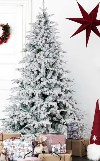 Artificial Christmas Trees Flocked Snow White Xmas Tree 4ft