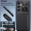 ATATOO for Samsung Galaxy S25 Case Wallet, Built-in Card Holder (3-5 Cards) [RFID Blocking] & Slide Camera Cover, Military Grade Protection, Rugged Silicone Phone Case for Galaxy S25 6.2" 2025, Black