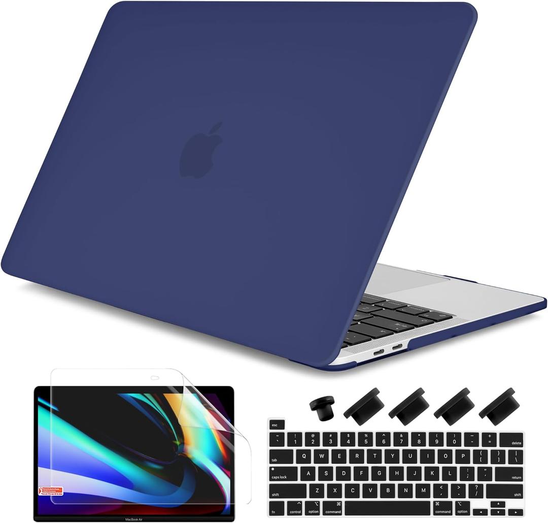 DONGKE for MacBook Pro 13 inch Case 2023 2022 2021 2020 Release Model: A2338 M2/M1 A2289 A2251 with Touch Bar & Touch ID, Frosted Matte Plastic Hard Shell Case & Keyboard Cover, Navy Blue