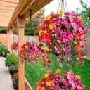 Artificial Flowers for Outdoors 3 Pack Fake Hanging Plants with Faux Hibiscus Flowers Summer Fall Decor UV Resistant Silk Leaves for Indoor Outdoor Front Door Porch Patio Planter Decor