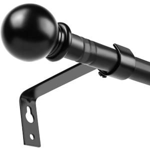 Curtain Rods for windows 30-46 inch,5/8 Inch Decorative Curtains Rods Set,Matte Black Splicing Single Window Curtain Rod with Brackets for Bedroom,Living Room,Outdoor Patio,Kitchen,Small Curtain Rod