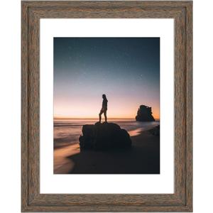 Golden State Art, 14x18 Picture Frame - Displays 11x14 Photo with Mat or 14x18 without Mat, Wide Moulding Solid Wood Frame for Wall Display, Distressed Brown