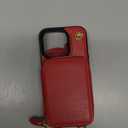 Bocasal Crossbody Wallet Case for iPhone 15 Pro, RFID Blocking Leather Purse Case with Card Holder, Protective Handbag Flip Cover with Zipper Wrist Strap Lanyard for Women 5G 6.1 Inch (Red)