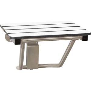 24" x 15" Phenolic White 3 Slats Folding Wall Mount Shower Seat Bench, ADA Compliant