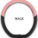 INEBIZ Universal Car Steering Wheel Cover Microfiber Leather Viscose Multi-Element Stitching (Black&Pink, D)