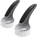 MR.SIGA Pot and Pan Cleaning Brush, Dish Brush for Kitchen, Pack of 2 (Black & Grey)
