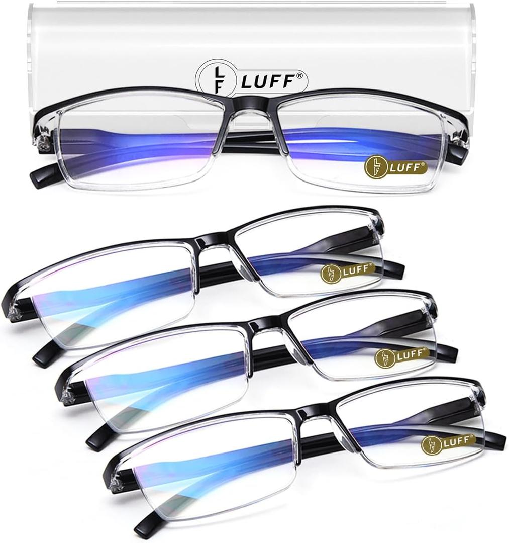 LUFF 4Pcs Anti-Blue-ray Reading Glasses Portable Ultra-Light Readers(6.0X)