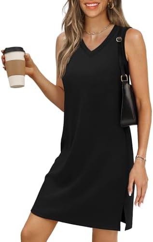 BKRIVE V-Neck Summer Casual Beach Dress for Women 2025 Vacation Women's Sleeveless Sundress with Split, Large BKRIVE V-Neck Summer Casual Beach Dress for Women 2025 Vacation Women's Sleeveless Sundress with Split, Large