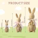 Cinnvoice 3 Pcs Rattan Effect Resin Easter Bunny Figurines Decor Wicker Easter Bunny Garden Statue with Bow for Spring Table Centerpieces Indoor Outdoor Patio Yard Farmhouse Decorations Home Decor