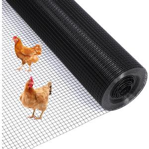 1/2" 48"*100' Black Hardware Cloth, 19 Gauge PVC Coated Wire Mesh Vinyl Coated Fence, Chicken Wire Fencing Roll, for Chicken Coop Garden Fencing Rat Wire Mesh