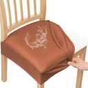 Smiry Waterproof Pu Leather Seat Covers for Dining Room Chairs Set of 6, Stretch Fit Removable Washable Kitchen Chair Seat Slipcovers Protector, No Rear Covers, Light Brown