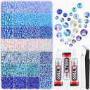 20000Pcs Blue Rhinestones for Bedazzling with B7000 Jewelry Glue, Resin Rhinestones for Crafting Crafts DIY, Bedazzler Kit Gems for Clothing Shoes Tumblers Fabric Nail Art Assorted Size 3/4/5/6mm (X Large Pack + 3Pcs Glue)