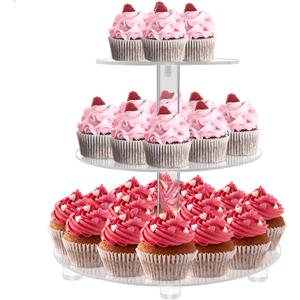 Cupcake Stand, 3 Tier Cupcake Stand for 24 Cupcakes, Cupcake Tower Stand, Acrylic Cupcake Holder, Clear Dessert Stands for Party, Wedding, Birthday, Baby Shower