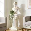 White Pedestal Stand Garden Pedestal Outdoor Corinthian Columns Decorative 45cm