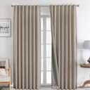 Joydeco 100% Blackout Curtains 108 inches Long Natural Linen Drapes 2 Panels Set Burg for Bedroom Living Room Black Out Darkening Curtain Thermal Insulated Back tab Rod Pocket(52x108 inch,Linen) (52"W x 108"L (Pack of 2), Linen)