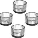 PATIKIL 4 Pcs Tealight Candle Holder, Tea Lights Candle Holder Glass Votive Candle Holders Glass Candle Holders for Table Centerpiece Decor Wedding Dinner Party, Black