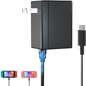 NALENSY Switch Charger for Nintendo Switch, AC Power Supply Adapter for Nintendo Switch Lite OLED Steam Deck Output 15V3A with 5FT USB Type C Charger Cable for Switch Support TV Dock Mode