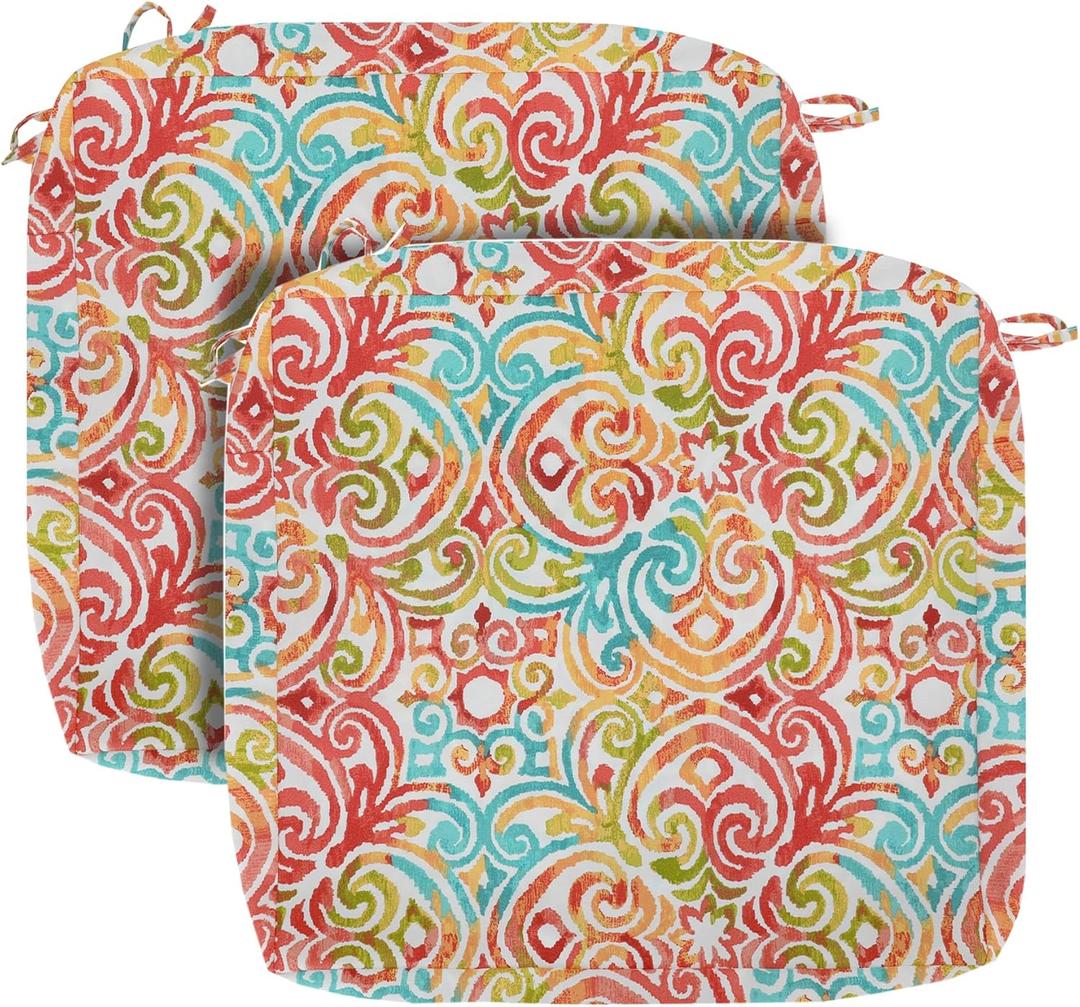 FUNHOME Patio Cushion Covers 22 x 20 x 4 Inch, No Insert! 2 Pack Water Repellent Outdoor Chair Seat Cushion Slip Covers with Zipper and Tie, Replacement Cover Only(Corinthian Dapple)