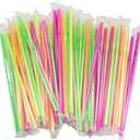Jacent Individually Wrapped Plastic Neon Flex Drinking Straws: 100 Per Pack, Great for Workplaces, Restaurants, Parties, Home Use (1 Pack), Shake Straws, Smoothie Straws, Tea Straws