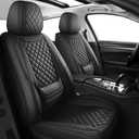 Leather Front Seat Covers for Cars Breathable Seat Covers Waterproof Seat Protectors Universal Fit for Most Automotive Cars SUV Trucks Van (Black, Front Pair)