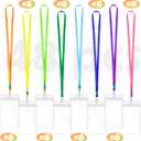 96 Pcs Lanyards with ID Badge Holders Bulk Waterproof Vertical Plastic Clear ID Card Holders Name Tags with Colorful Lanyards for Kids Adults Cruise Ship Office School Staff Student(Assorted Color)