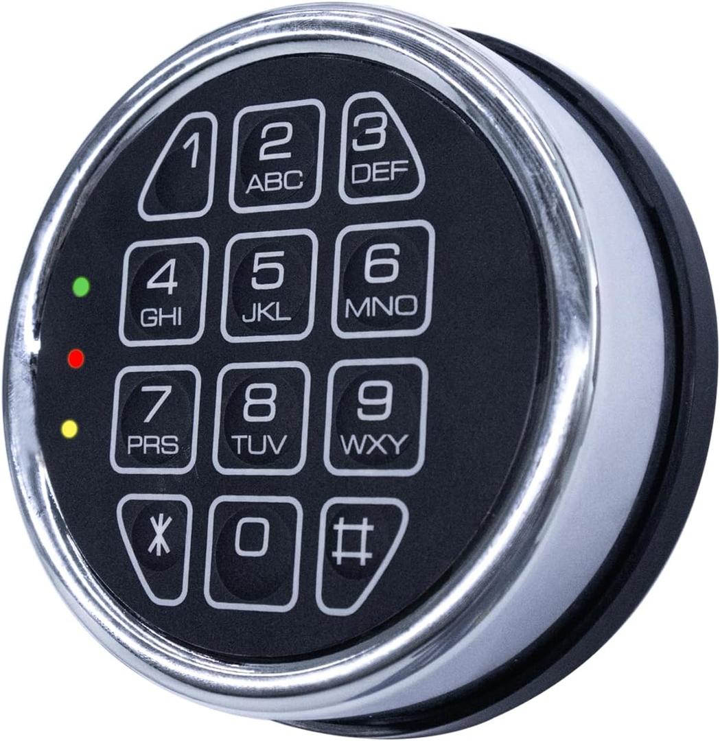 Chrome Electronic Safe Lock Replacement Keypad with Solenoid, Gun Safe Lock with Programmable Electronic Keypad, High-Security Boxes & Cabinets