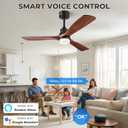 Ceiling Fans with Lights and Remote, 52 Inch Outdoor Ceiling Fan for Patios, 3 Wood Blades Smart Ceiling Fan with Lights,Works with Alexa/Google/WIFI/App Control Compatible,Quiet DC Motor,Dark Walnut