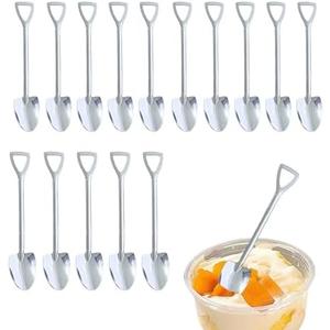 KINGSUPER 15 PCS Mini Shovel Spoons for Desserts 6 inch Stainless Steel Ice Cream Spoons Small spoons