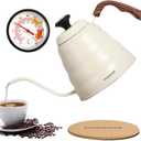 Tea Kettle gooseneck with Thermometer for Pour Over Coffee & Tea, 42 fl oz, Premium Stainless Steel, Accurate Temperature Control, Ideal Spout for Precision Pouring, Compatible with all Stovetop (White)