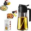 Fvaq 16oz/470ml Olive Oil Sprayer for Cooking - 2 in 1 Olive Oil Dispenser for Kitchen Gadgets, Food-grade Oil Mister for Air Fryer, Salad, Frying, BBQ (Black)