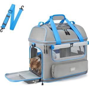 Expandable Cat Dog Carrier: NOBLE DUCK Soft-Sided Pet Carrier Airline Approved Large Small Medium Collapsible Portable Travel Up to 25 Lbs Grey