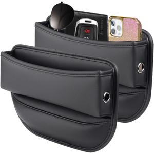 Car Seat Gap Filler Organizer and Storages Automotive Accessories Universal for Car SUV Truck Fill The Gap Between Seat and Console Stop Things from Dropping Black 2Pcs (Driver'sPassenger)