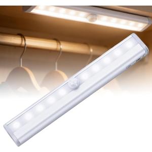 1 Pack Motion Sensor LED Night Light,Battery Powered Under Counter Light with Magnetic MountStick-on Closet Light for Bedroom, Hallway, Magnetic, No Wiring Needed (White)