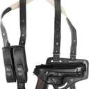 Slot Pancake Leather Holster Thumb Break Fits Beretta 92 92F 96 B803 Taurus 92&99 Handmade! (Black - Shoulder Holster)