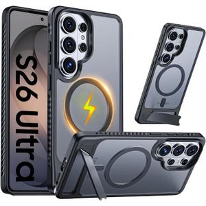 GooseBox for Samsung Galaxy S26 Ultra Case with Magnetic & Kickstand & Edge Raised Shockproof for Galaxy S26 Ultra(Black)