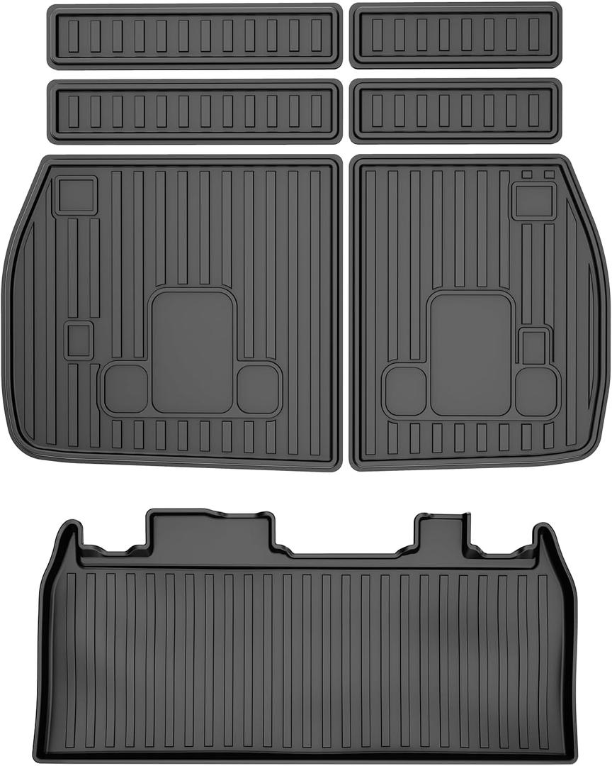 7PCS Cargo Mat for Kia Carnival 2022-2026 / Carnival Hybrid 2025 2026 Cargo Liner with Backrest Mat TPE All Weather Trunk Mat 3rd Row Back Seat Cover Protector 2025 Carnival Accessories