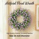 24 Inch Purple Artificial Forsythia Silk Front Door Wreath | Vibrant purple silk flower summer wreath, decor for wall, farmhouse indoor & outdoor home decoration