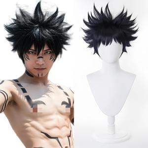 Anime JJK Fushiguro Megumi Sukuna Short Black Cosplay Wig Synthetic Hair Halloween Christmas Party Wigs for Men